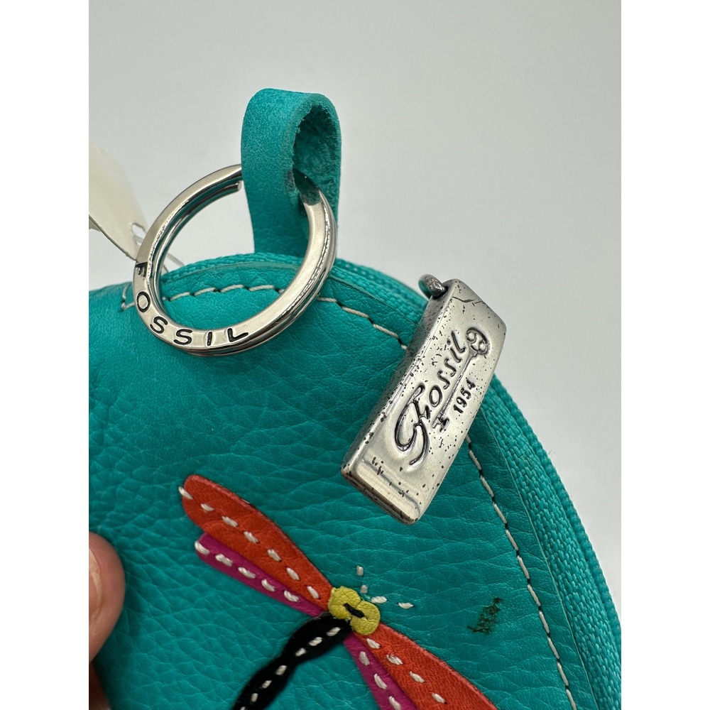 Fossil Dragonfly Mini Coin Purse Womens OS Turquoise NWT Leather Bug Me - Picture 3 of 10